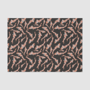 Papier Mousseline Aquarelle Orange Koi Motif de poisson noir