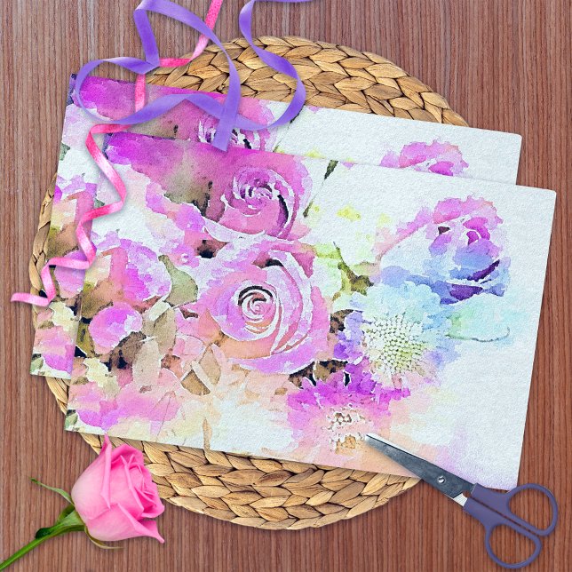 Papier Mousseline Aquarelle Pastel Artistique Bouquet de printemps F (Créateur téléchargé)