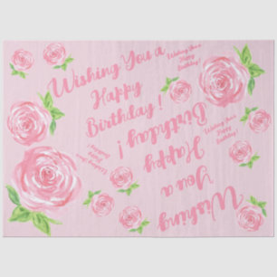 Papier Mousseline Aquarelle peinte à la main Rose JEUX cadeau d'anni