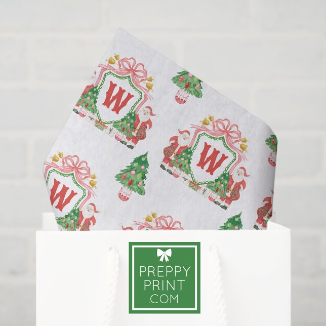Papier Mousseline Aquarelle Père Noël Monogram Crest Noël (Créateur téléchargé)
