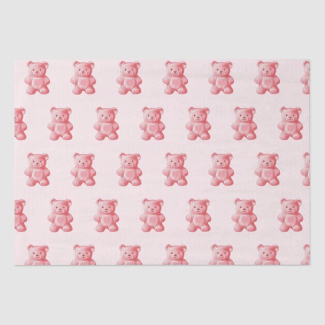 Papier Mousseline Aquarelle personnalisée Cute rose Gummy Ours (Recto)