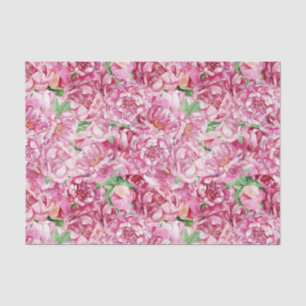 Papier Mousseline Aquarelle Pink Peonies