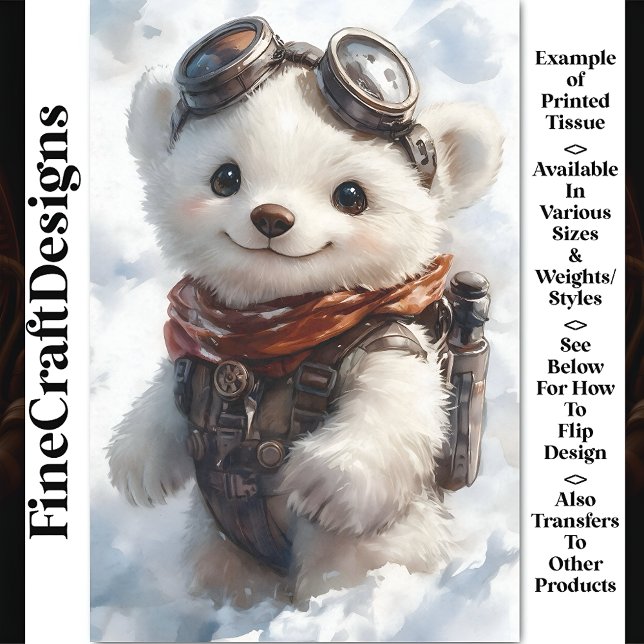 Papier Mousseline Aquarelle Polaire Bear Cub Explorer CD9 Découpage (Créateur téléchargé)