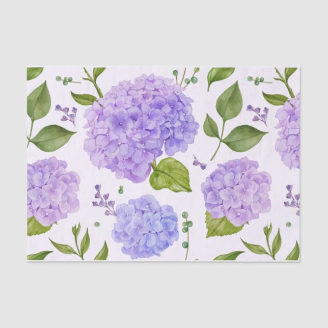 Papier Mousseline Aquarelle Purple Hydrangea Fleurs (Recto)