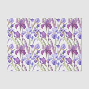 Papier Mousseline Aquarelle Purple Iris Fleurs