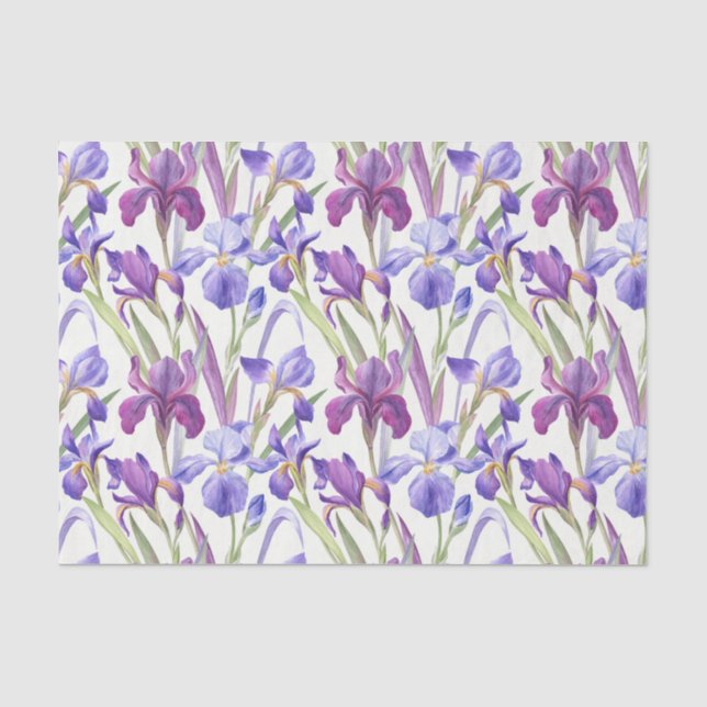 Papier Mousseline Aquarelle Purple Iris Fleurs (Recto)