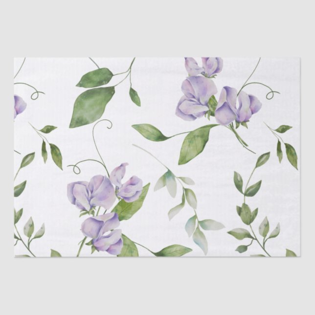 Papier Mousseline Aquarelle Purple Pois Doux Fleurs (Recto)
