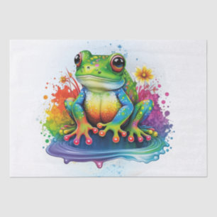 Papier Mousseline Aquarelle Rainbow Frog