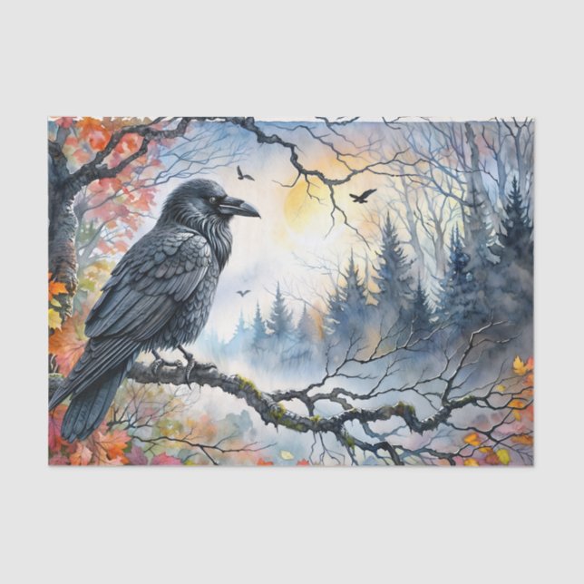 Papier Mousseline Aquarelle Raven d'automne (Recto)