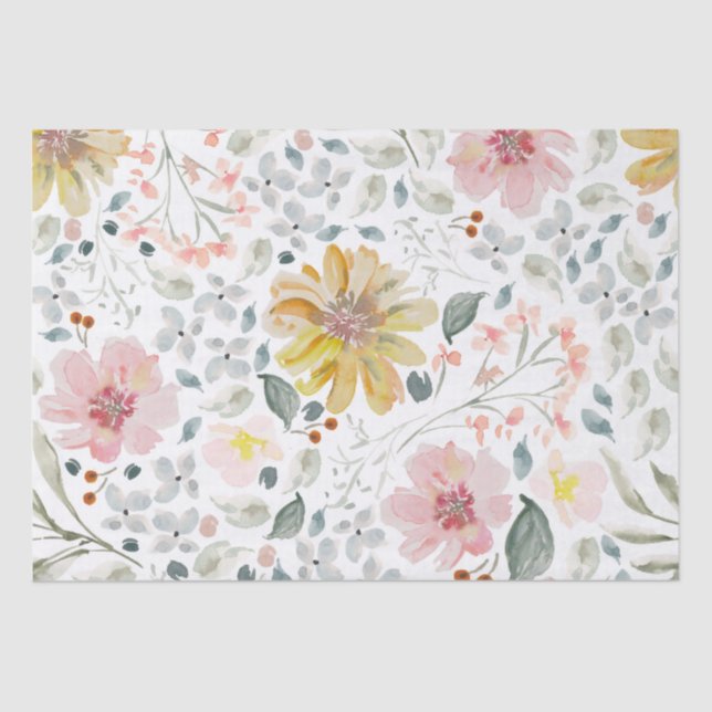 Papier Mousseline Aquarelle Ressort floral (Recto)