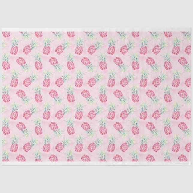 Papier Mousseline Aquarelle rose ananas Tissu et papier artisanal (Recto)