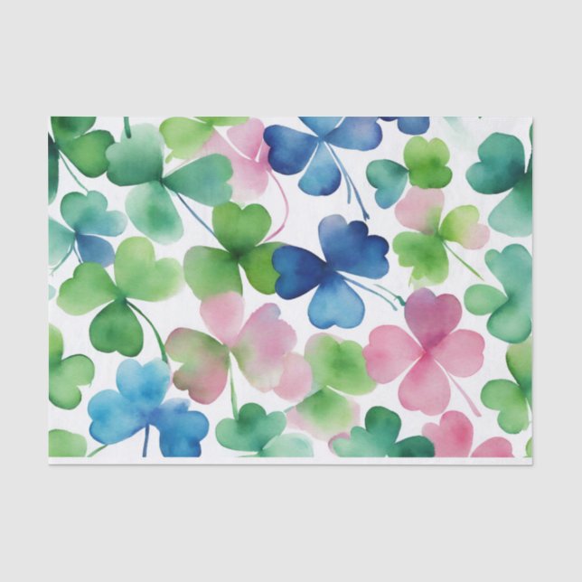 Papier Mousseline Aquarelle rose bleu Shamrock (Recto)