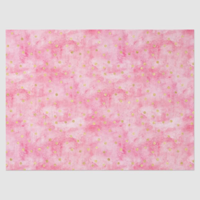 Papier Mousseline Aquarelle rose Bonjour Belle Confetti Or Or (Recto)