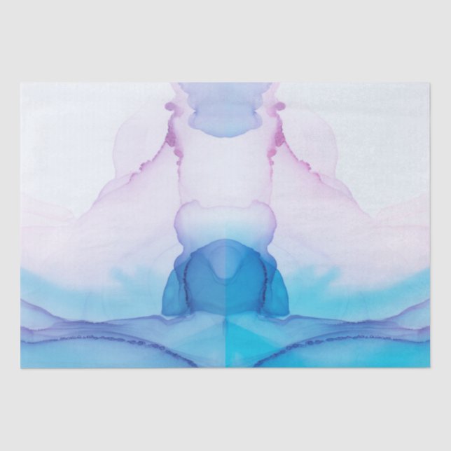 Papier Mousseline Aquarelle rose et bleu Élégant emballage (Recto)