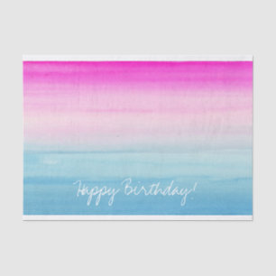 Papier Mousseline Aquarelle rose et bleu Ombre   Joyeux anniversaire