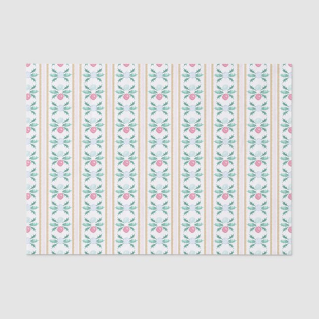 Papier Mousseline Aquarelle rose et vert Noël Grandennelle (Recto)