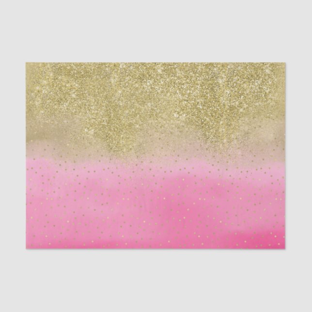 Papier Mousseline Aquarelle rose Faux Parties scintillant or Mini Co (Recto)