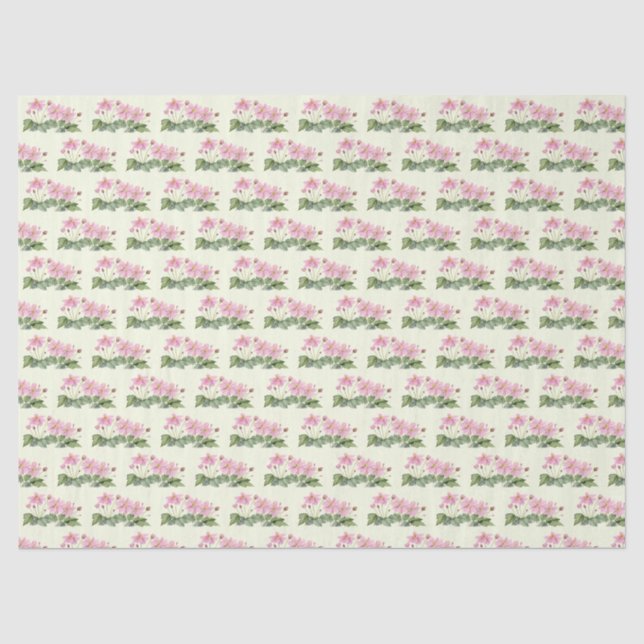 Papier Mousseline Aquarelle rose japonais anémone illustration (Recto)