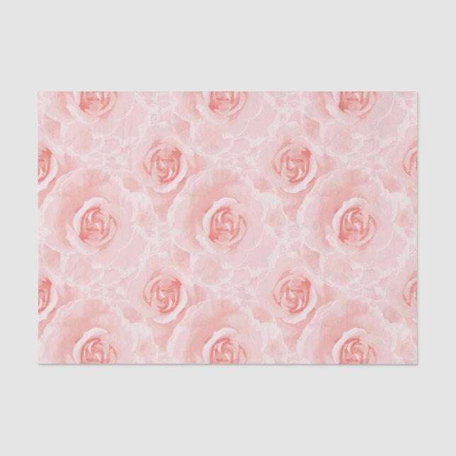 Papier Mousseline Aquarelle rose pâle rose Roses Floral Tissu Papier (Recto)
