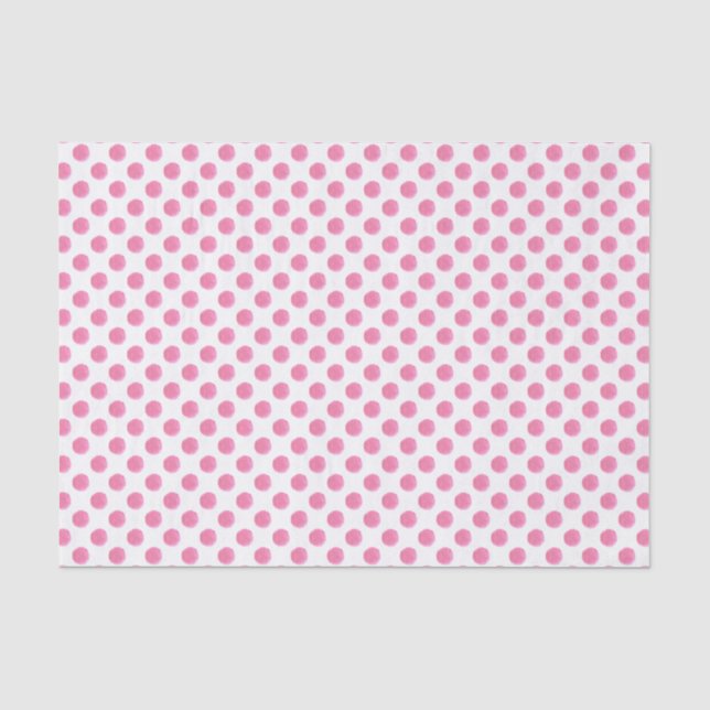 Papier Mousseline aquarelle rose pois dotty design (Recto)