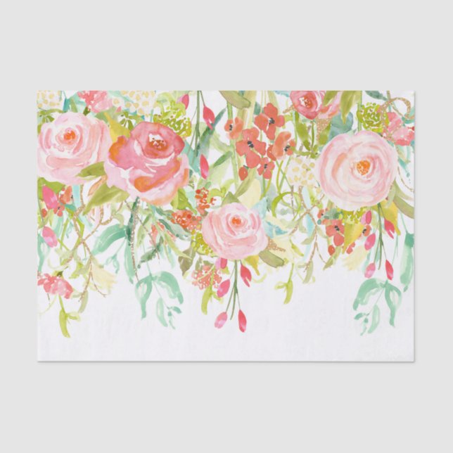 Papier Mousseline Aquarelle rose Roses (Recto)