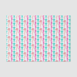 Papier Mousseline Aquarelle Rose & Turquoise Coquette Bows