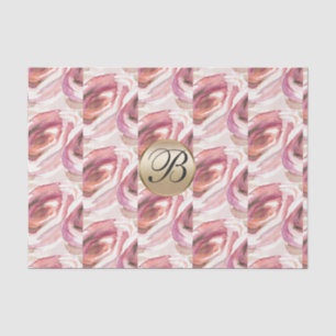 Papier Mousseline Aquarelle Roses Roses Roses Monogramme Élégant Per