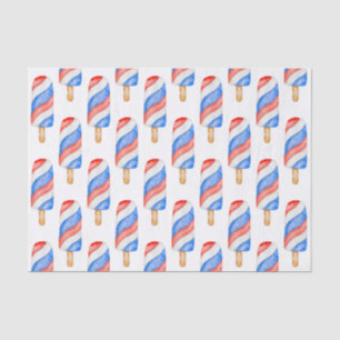 Papier Mousseline Aquarelle Rouge blanc et bleu Patriotique Popsicle