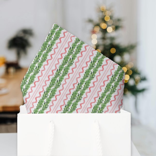 Papier Mousseline Aquarelle Rouge et vert Garland de Noël (Créateur téléchargé)