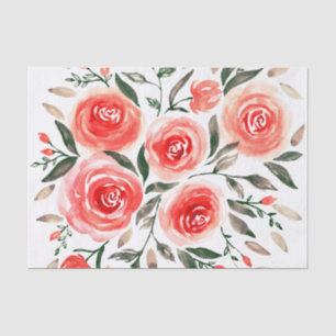 Papier Mousseline Aquarelle rouge rose romantique Rose Floral