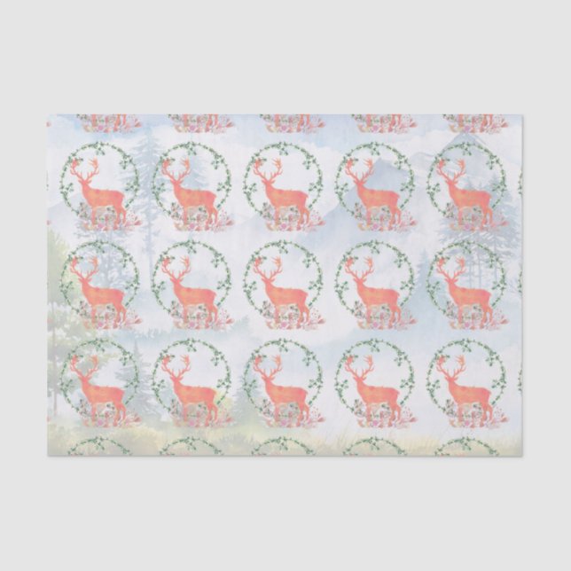Papier Mousseline Aquarelle Russe Reindeer Boho (Recto)