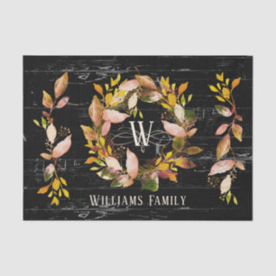 Papier Mousseline Aquarelle rustique Autumn Wreath Family Black