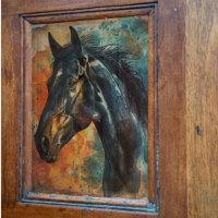 Aquarelle Sauvage Cheval Noir Découpage