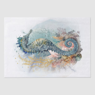 Papier Mousseline Aquarelle Sea Horse