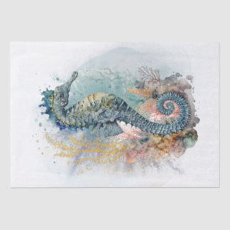 Papier Mousseline Aquarelle Sea Horse