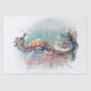 Papier Mousseline Aquarelle Sea Horse