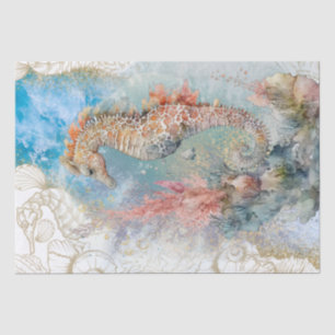 Papier Mousseline Aquarelle Sea Horse