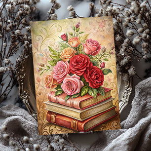Papier Mousseline Aquarelle shabby chic vintage roses vieux livres