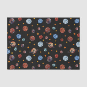 Papier Mousseline Aquarelle spatiale Planètes et étoiles