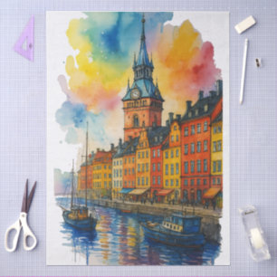 Papier Mousseline Aquarelle Stockholm Suède Vieille Ville Gamla Stan