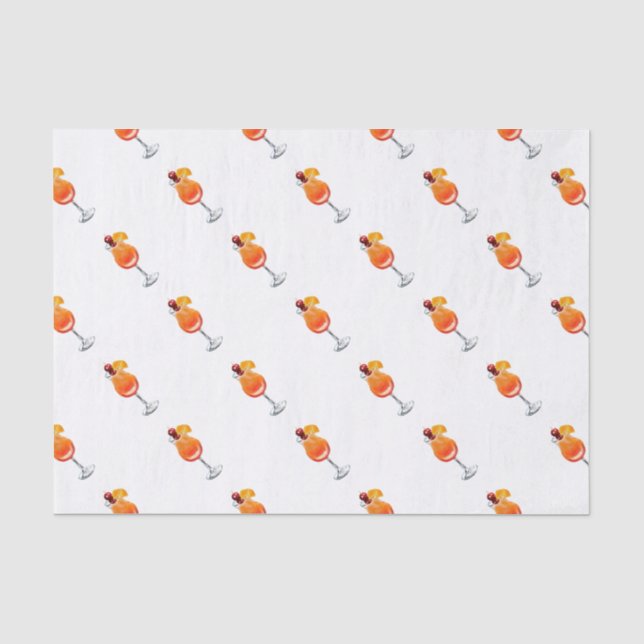 Papier Mousseline Aquarelle Tequila Sunrise Cocktail (Recto)