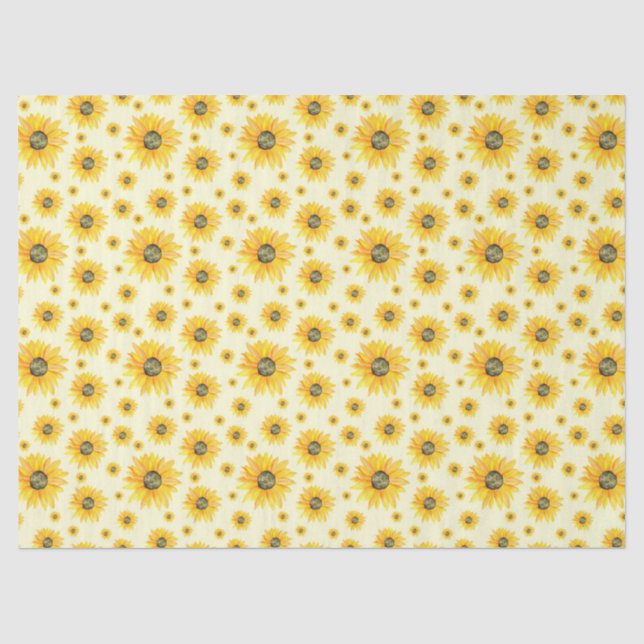Papier Mousseline Aquarelle Tournesols motifs floraux (Recto)