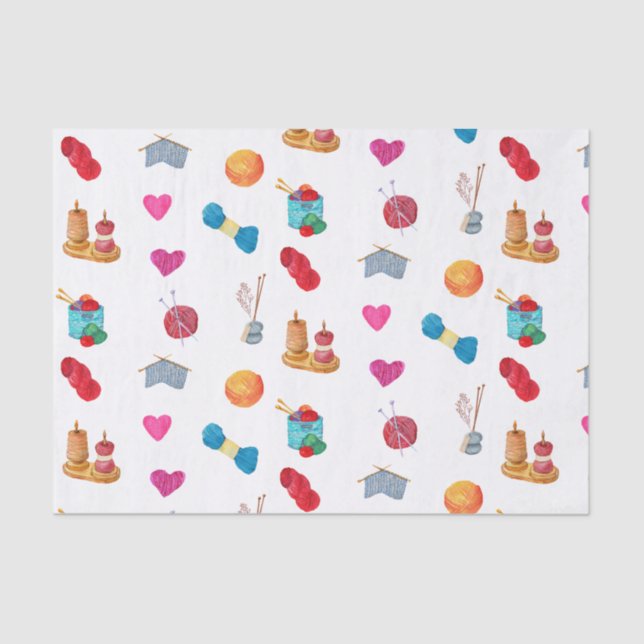 Papier Mousseline Aquarelle Tricot Fil et accessoires (Recto)