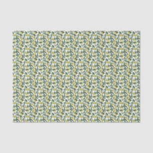 Papier Mousseline Aquarelle Vert Oliviers et Branches Motif