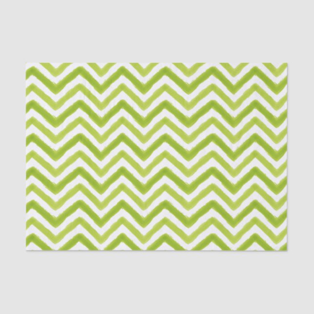 Papier Mousseline Aquarelle verte citron vert Chevron Tissu Papier (Recto)