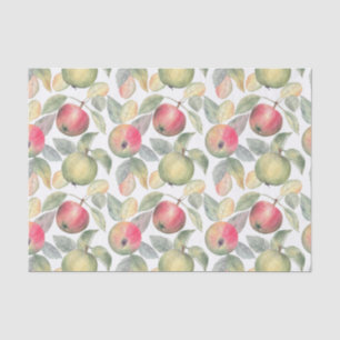 Papier Mousseline Aquarelle verte et rouge Pomme Fruit 