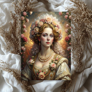 Papier Mousseline Aquarelle vintage femme victorienne dame roses ros