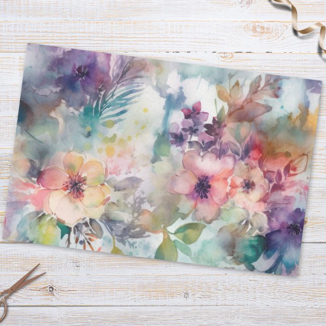 Papier Mousseline Aquarelle vintage Motif végétal (Créateur téléchargé)