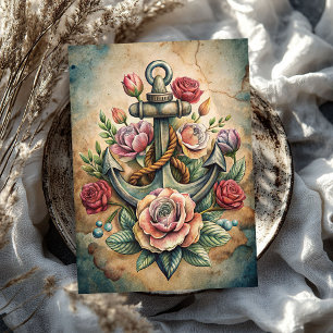 Papier Mousseline Aquarelle vintage shabby chic ancre blush roses