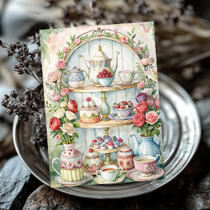 Papier Mousseline Aquarelle vintage shabby chic table de thé anglais